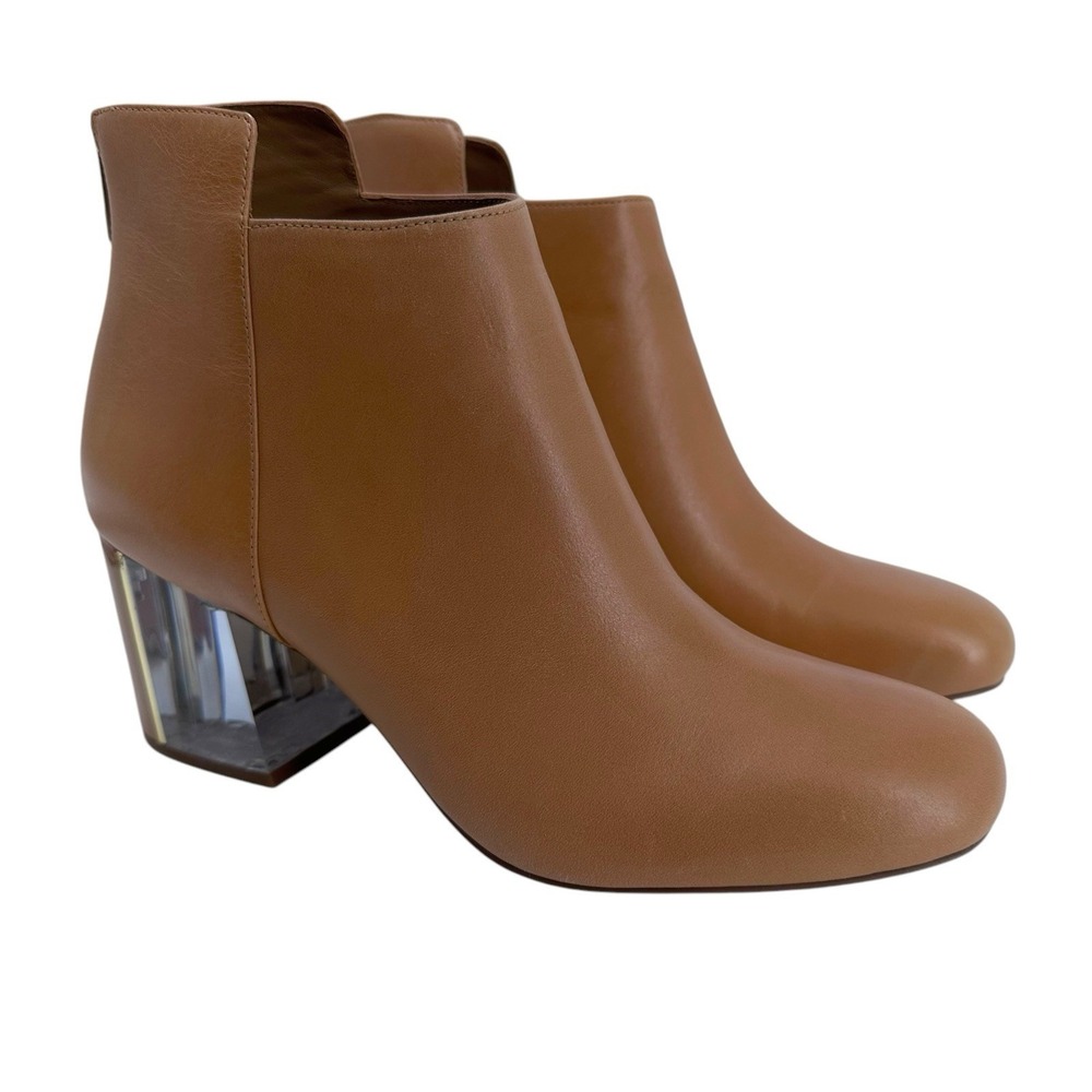 Calvin Klein Boots Womens 8 M Tan Lorah Luxor‎ Ankle Chunky Heel Leather Booties